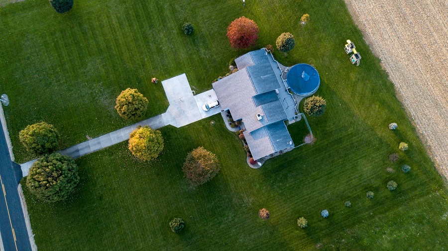 aerial view of a house