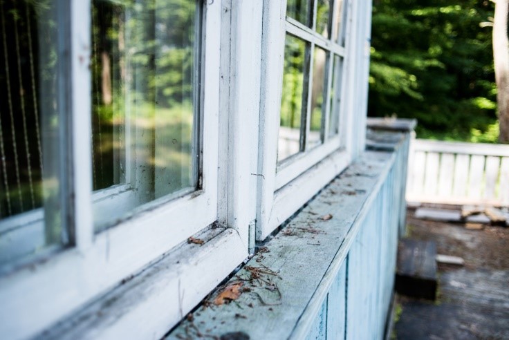 damaged windows of house