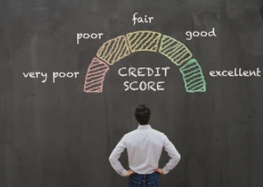 man with credit score chart